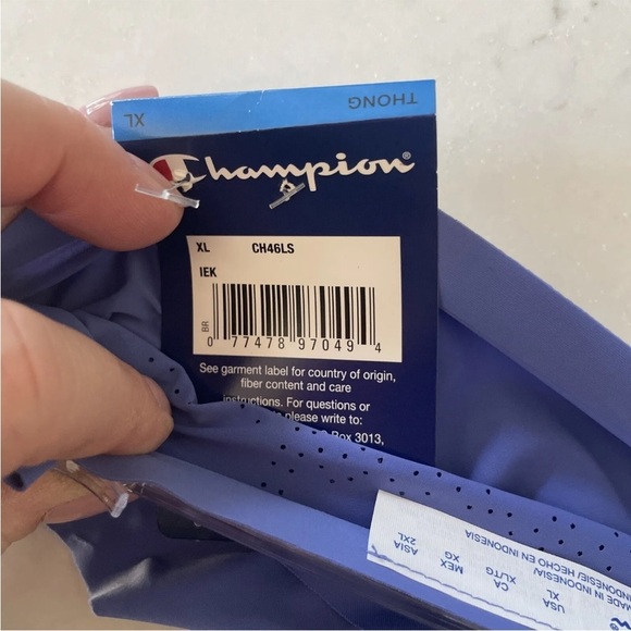CHAMPION Free Cut Deep Forte Blue No Show Thong Panty NEW Women’s XL CH46LS - Picture 5 of 6